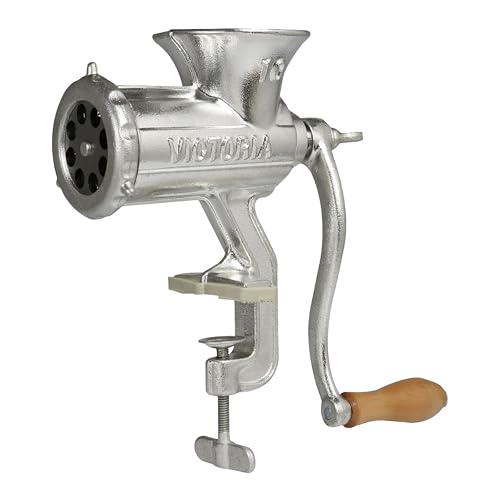 Victoria Cast-Iron Meat Grinder with a Table Clamp...