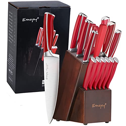 Knife Set, Emojoy 15 Piece Kitchen Knife Set with...