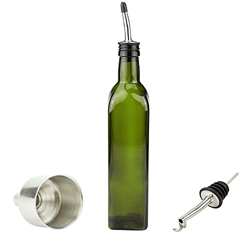 XYUN Olive Oil Bottle,17 OZ Dark Green Kitchen Oil...