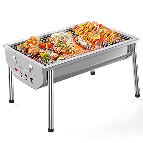 RESVIN Portable Charcoal Grill, Stainless Steel...