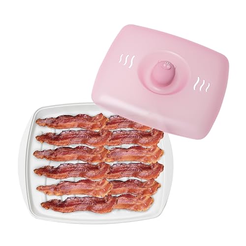 Joie Piggy Microwave Bacon Tray with Splatter Lid,...