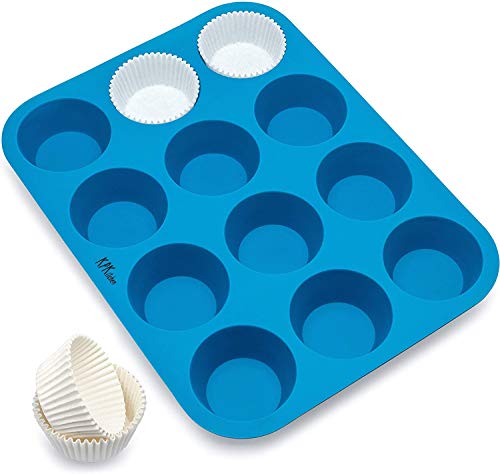 Silicone Muffin Pan - Muffin Pans Nonstick 12 Cup...