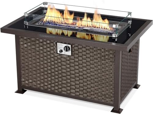 U-MAX 44in Outdoor Propane Gas Fire Pit Table,...