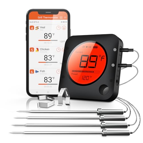 BFOUR Wireless Grill Thermometer, Bluetooth Meat...