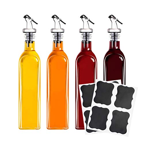 Tebery 4 Pack Oil and Vinegar Cruet Glass Bottles...