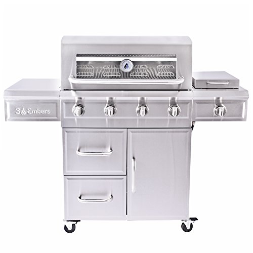 3 Embers 4-Burner Dual Fuel Propane Gas Grill with...