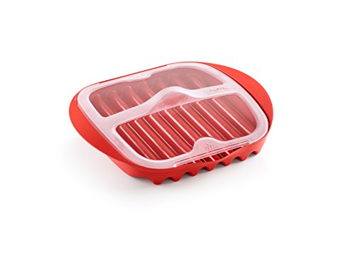 Lekue Microwave Bacon Maker/Cooker with Lid, Red,...
