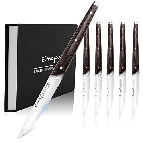 Emojoy Steak Knife Set, 6pcs Steak Knives Set,...