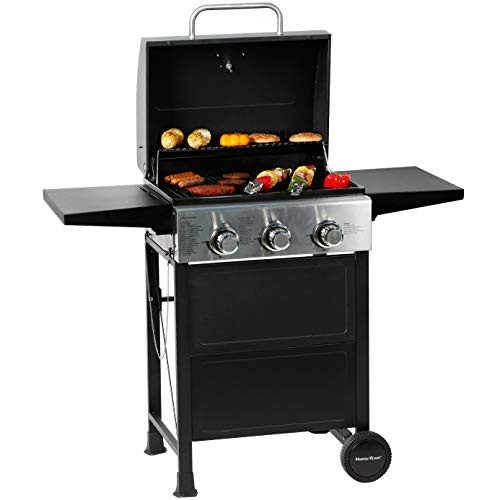 MASTER COOK 3 Burner BBQ Propane Gas Grill,...