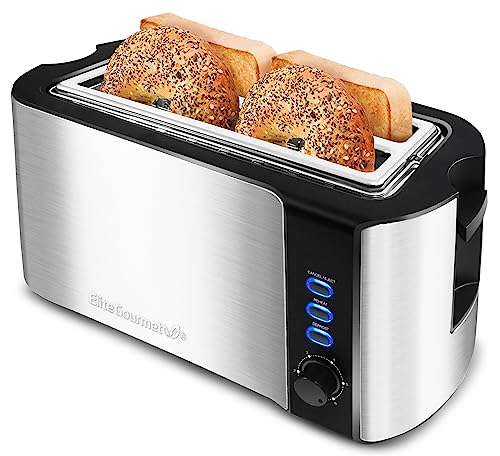 Elite Gourmet ECT-3100 Long Slot 4 Slice Toaster,...