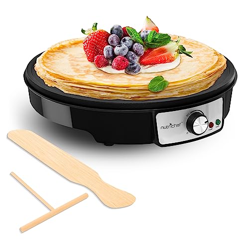 Nutrichef Electric Crepe Maker & Griddle Cooktop -...