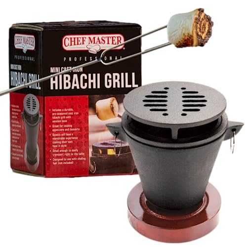 Mini Tabletop Fire Pit and Cast Iron Hibachi Grill...