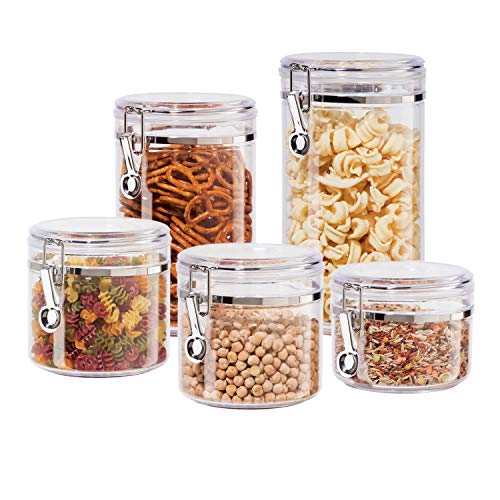 Oggi 5pc Clear Canister Set with Clamp Lids...