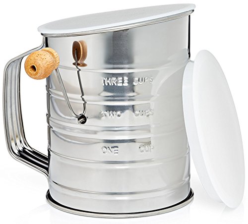 Natizo Stainless Steel 3-Cup Flour Sifter - Lid...