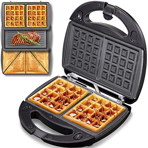 Sandwich Maker 3 in 1, Waffle Make with Removable...
