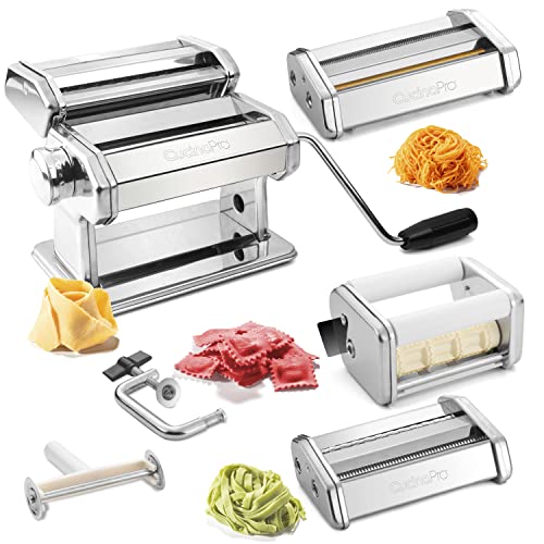 Pasta Maker Deluxe Set 5 pc Steel Machine w...