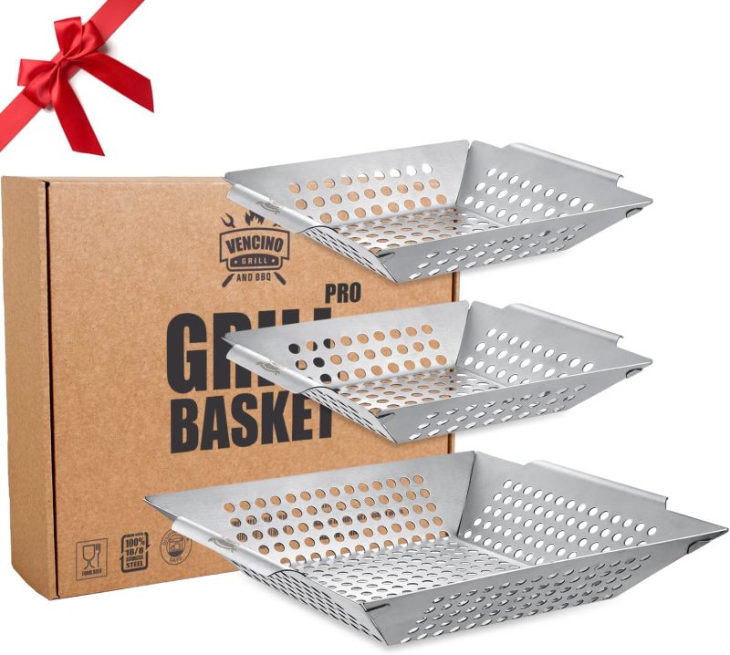 3 Pack Grill Baskets for Outdoor Grill