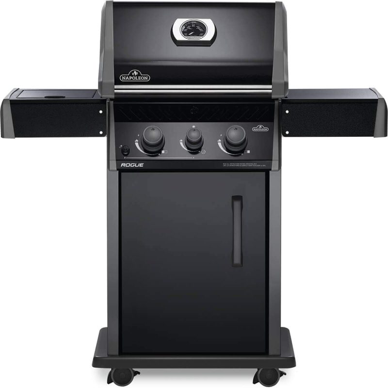 Napoleon Rogue 365 BBQ Grill, Black, Propane Gas - R365SBPK-1-OB - With Two Burners and Range Gas Side Burner