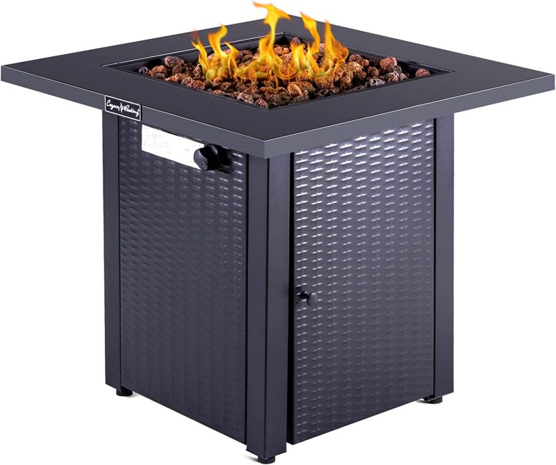 Legacy Heating 28inch Wicker &Rattan Square Propane Fire Pit Table