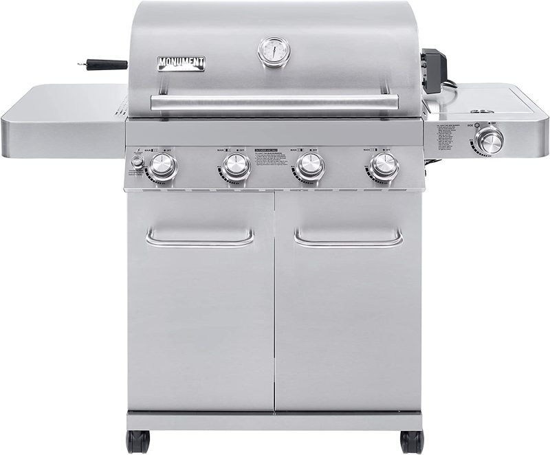Monument Grills Larger 4-Burner Propane Gas Grills Stainless Steel Cabinet Style