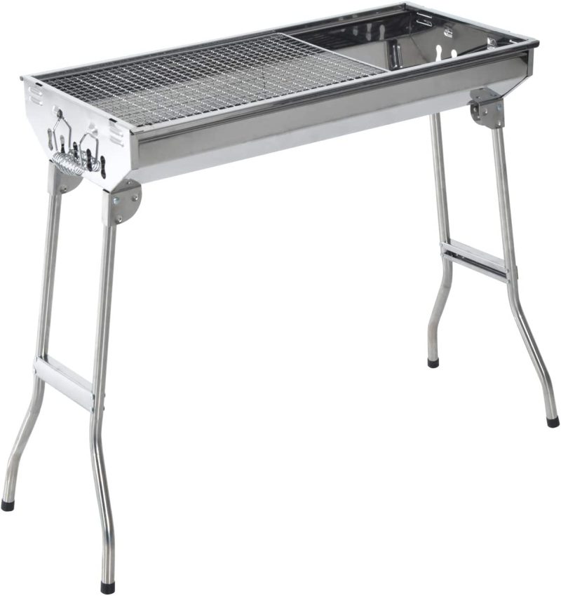 Outsunny 28 Stainless Steel Small Portable Folding Charcoal BBQ Grill